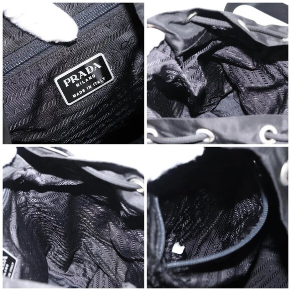 PRADA Backpack Nylon Black Silver Auth 121320 main image 16